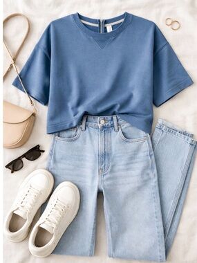 Boxy cropped Short-Sleeve Sweatshirt